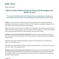 Rilis Pers- The Wealth Report: Nilai Investasi Sektor Properti Komersil Meningkat 52%, Rekor di 2021 | KF Map – Digital Map for Property and Infrastructure in Indonesia