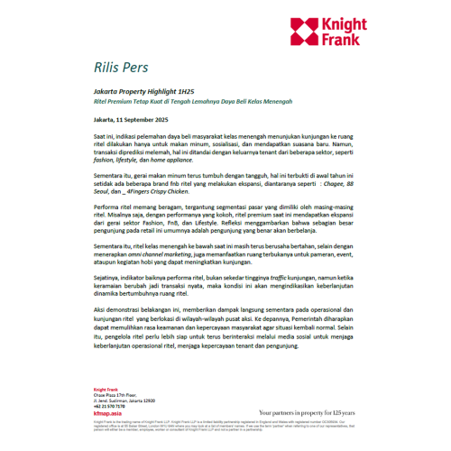 Rilis Pers Jakarta Property Highlight 1H 2025 - Ritel | KF Map – Digital Map for Property and Infrastructure in Indonesia