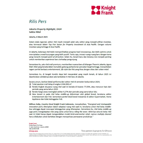 Rilis Pers Jakarta Property Highlight 2H 2024 - Retail | KF Map – Digital Map for Property and Infrastructure in Indonesia