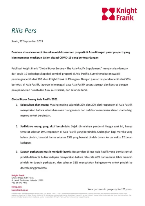 Rilis Pers - Global Buyer Survey 2021 Asia Pacific Supplement | KF Map – Digital Map for Property and Infrastructure in Indonesia
